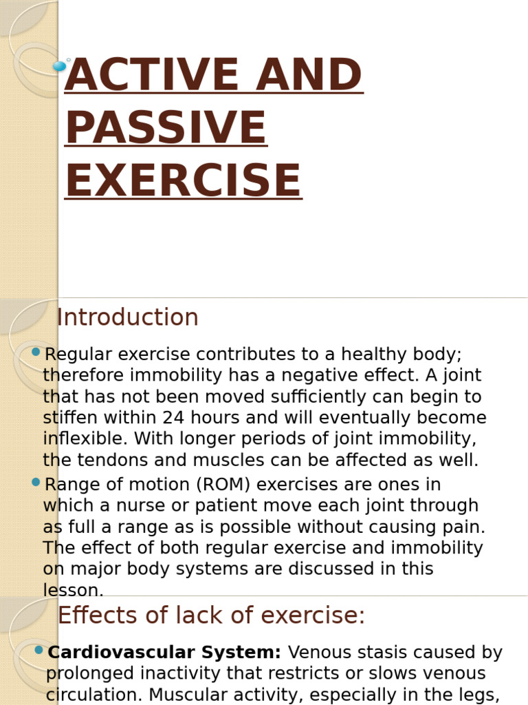 Active vs Passive Exercise Benefits | PDF | Medical Specialties ...