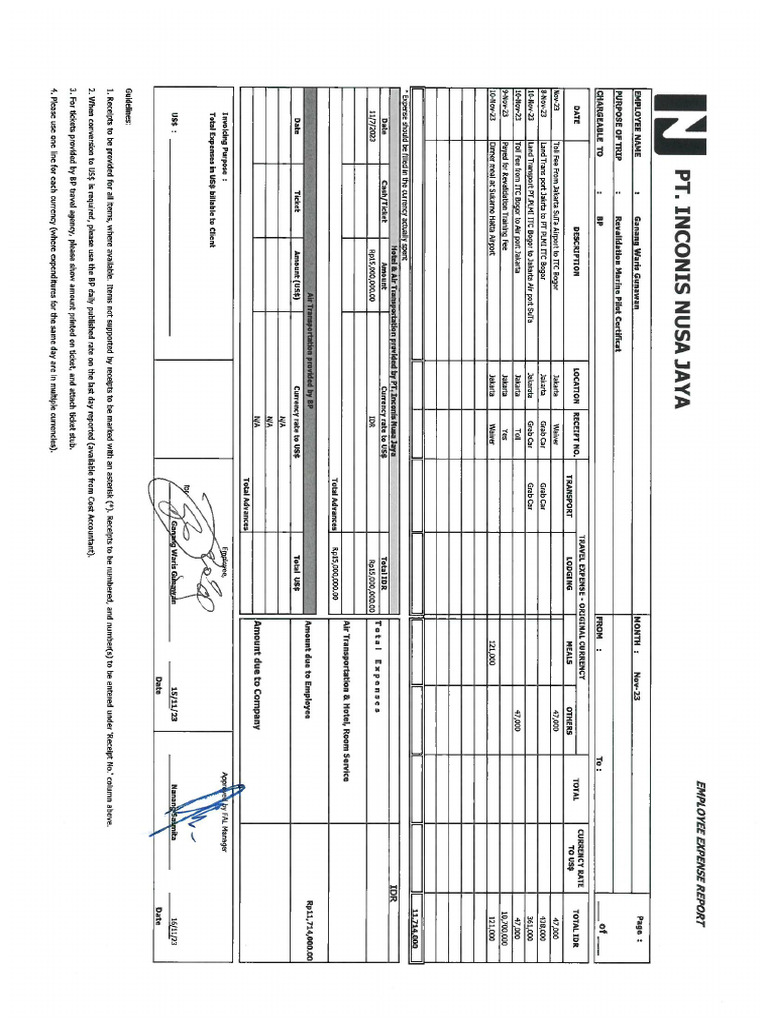 Scan Expenses Revalidasi Pilot Cert 0810112023 | PDF
