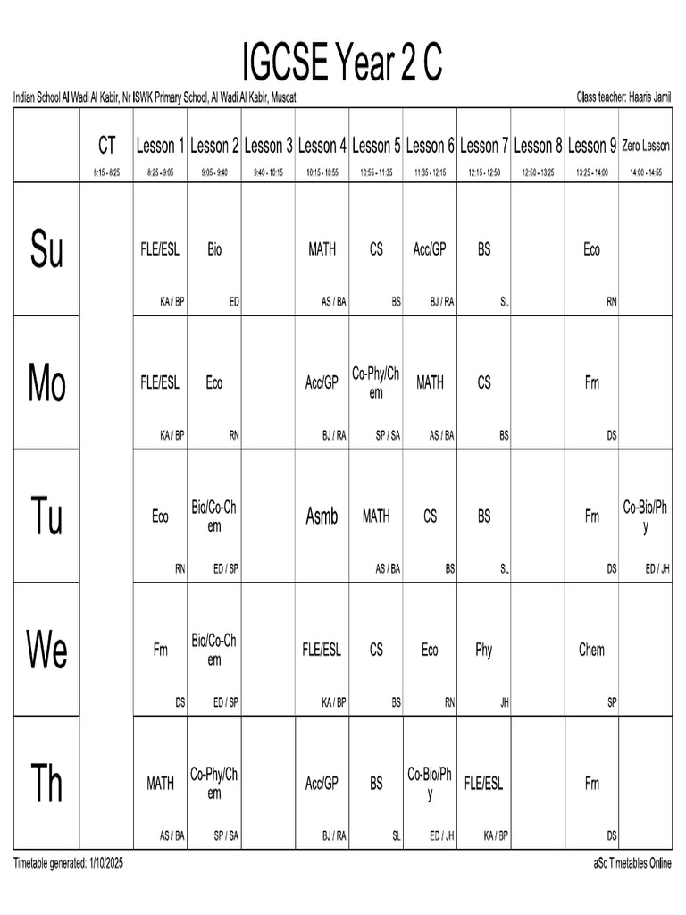 Timetable | PDF