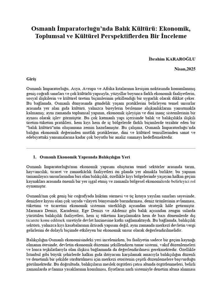 Osmanli Imparatorlugunda Balik Kulturu E | PDF