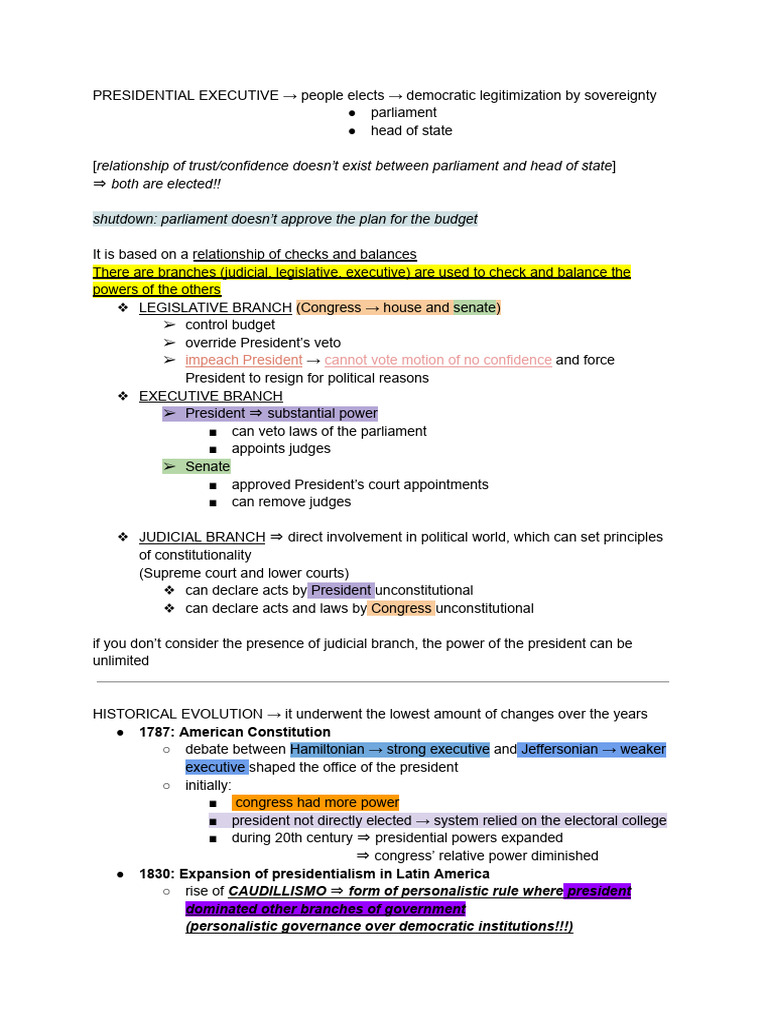 Presidential Powers and Governance Dynamics | PDF | Presidents Of The ...