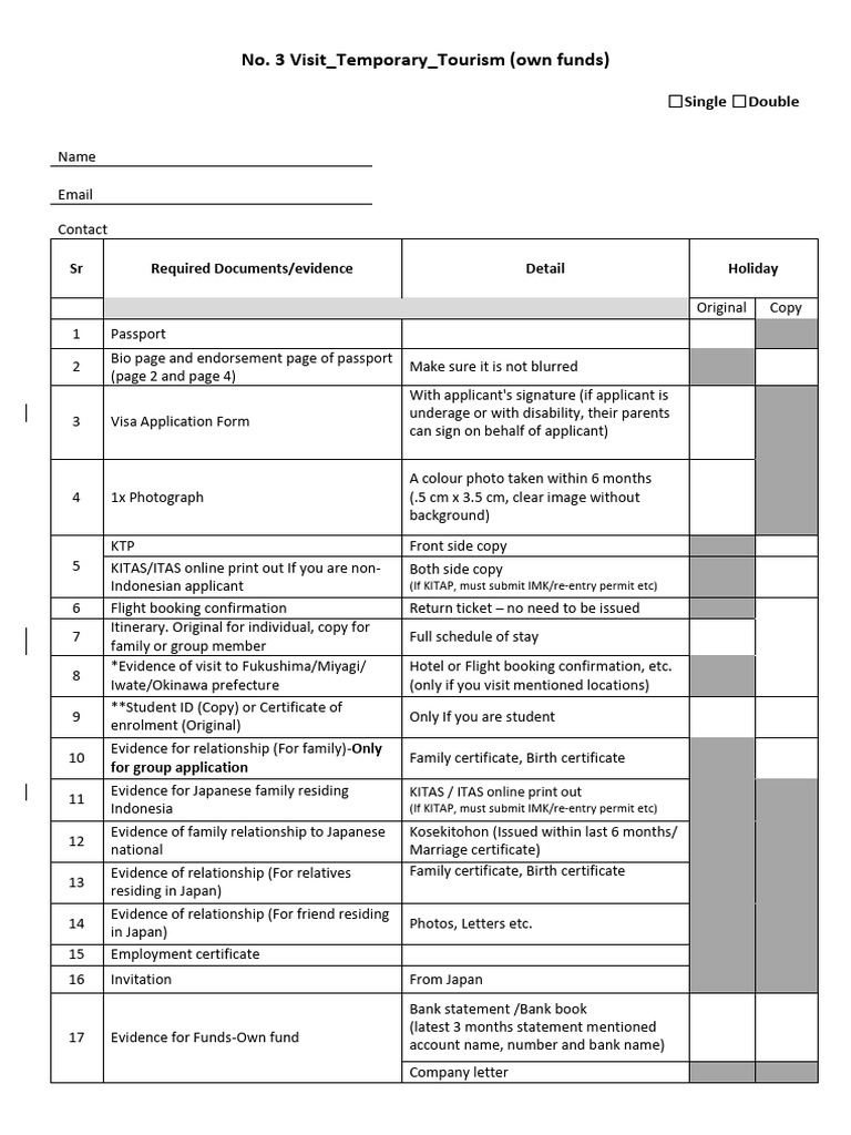 Japan Visa Application Checklist | PDF | Travel Visa | Government And ...