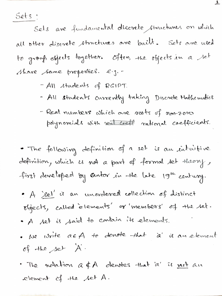 Notes On Sets | PDF