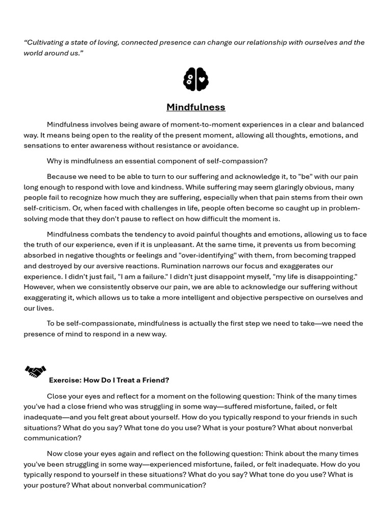 Mindfulness and Self-Compassion Guide | PDF | Mindfulness | Thought