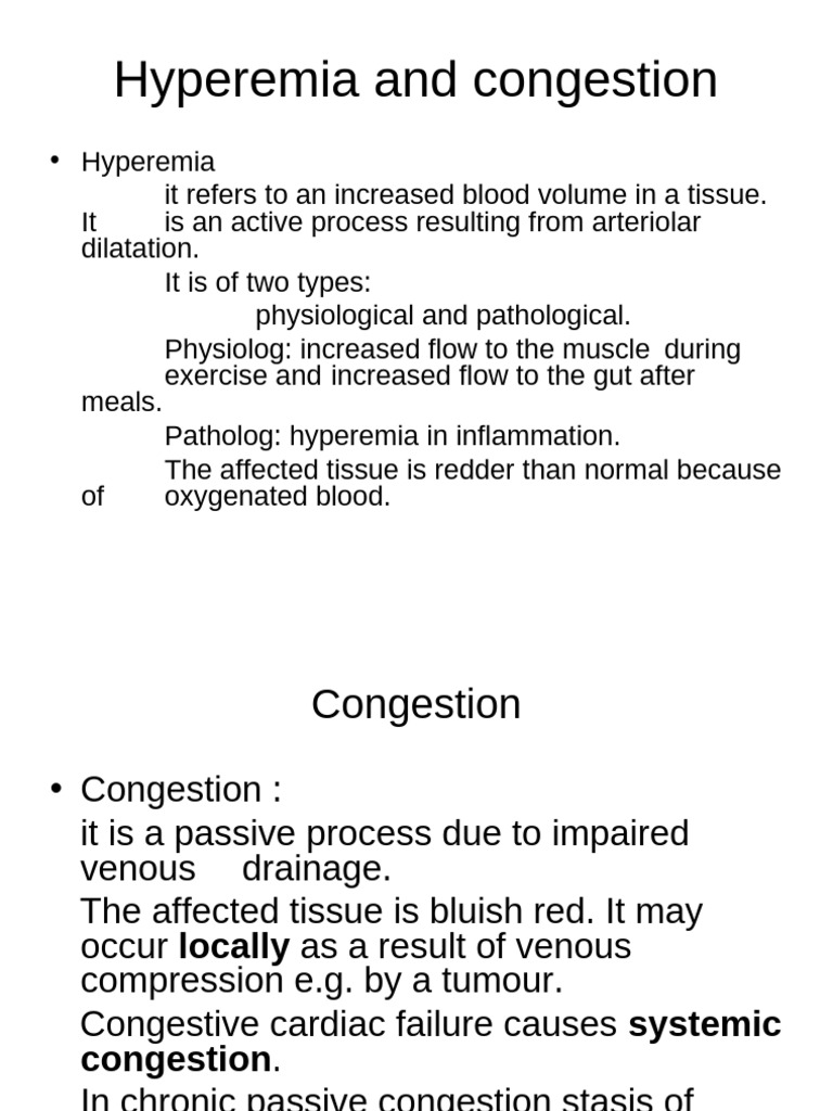Understanding Hyperemia and Congestion | PDF | Thrombus | Coagulation