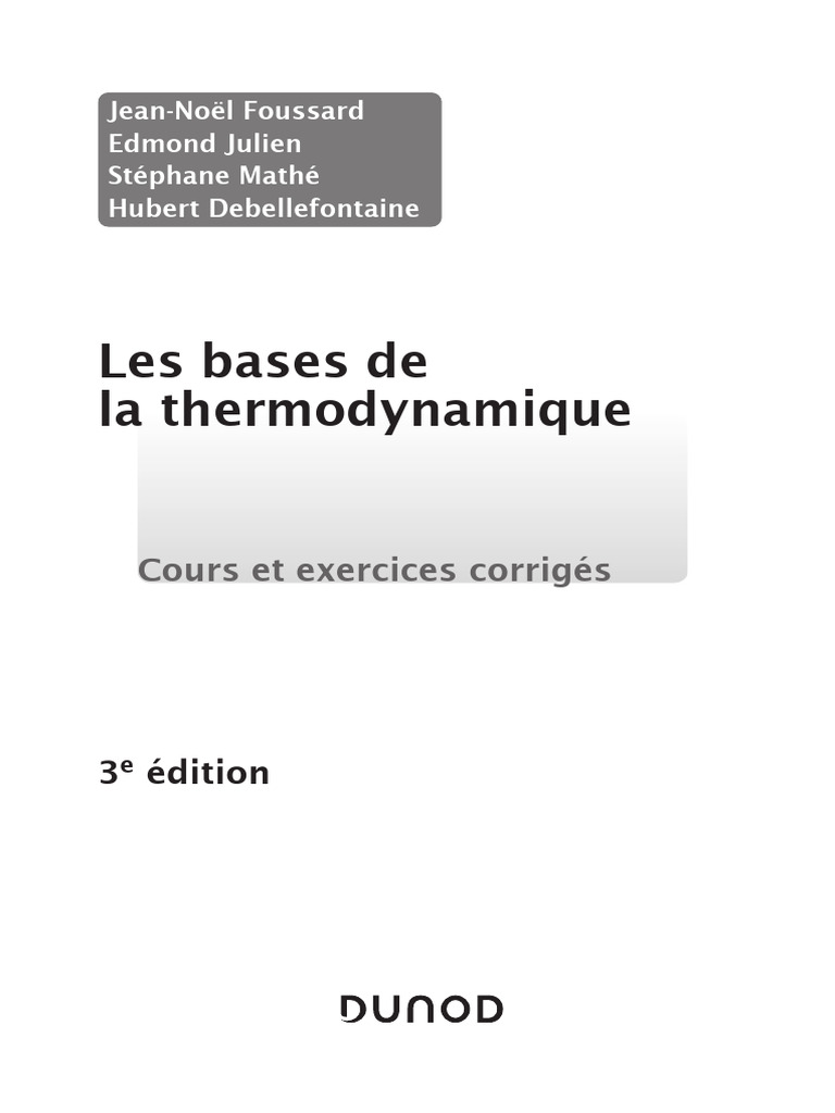 Bases de la thermodynamique - 3e édition | PDF | Température ...