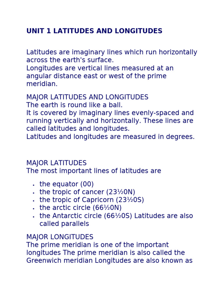 Social Studies Notes STD 7 | PDF | Longitude | Latitude