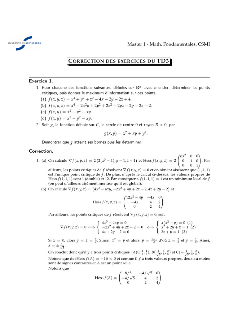 Correction TD3 Mathématiques Fondamentales | PDF | Théorie des ...