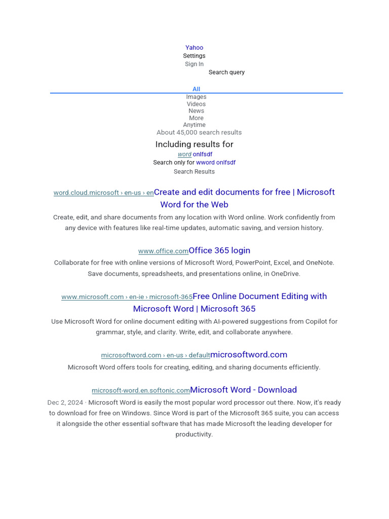 Including Results For: Create and Edit Documents For Free - Microsoft ...