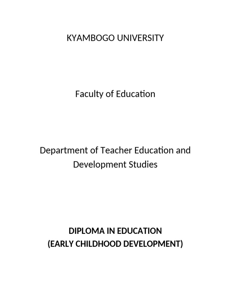 Diploma in Education: Early Childhood Development | PDF | Educational ...