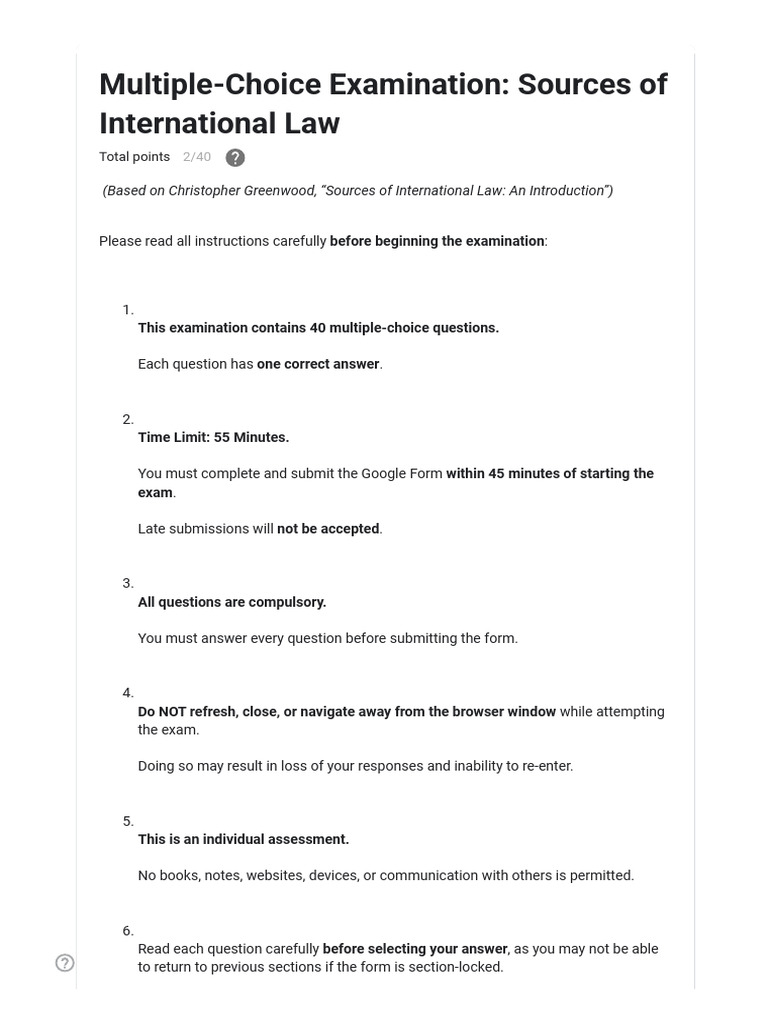 International Law Exam: Multiple-Choice Guide | PDF | International Law ...