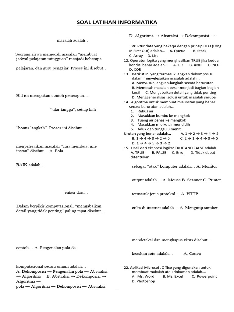 Soal Latihan Informatika Dasar | PDF