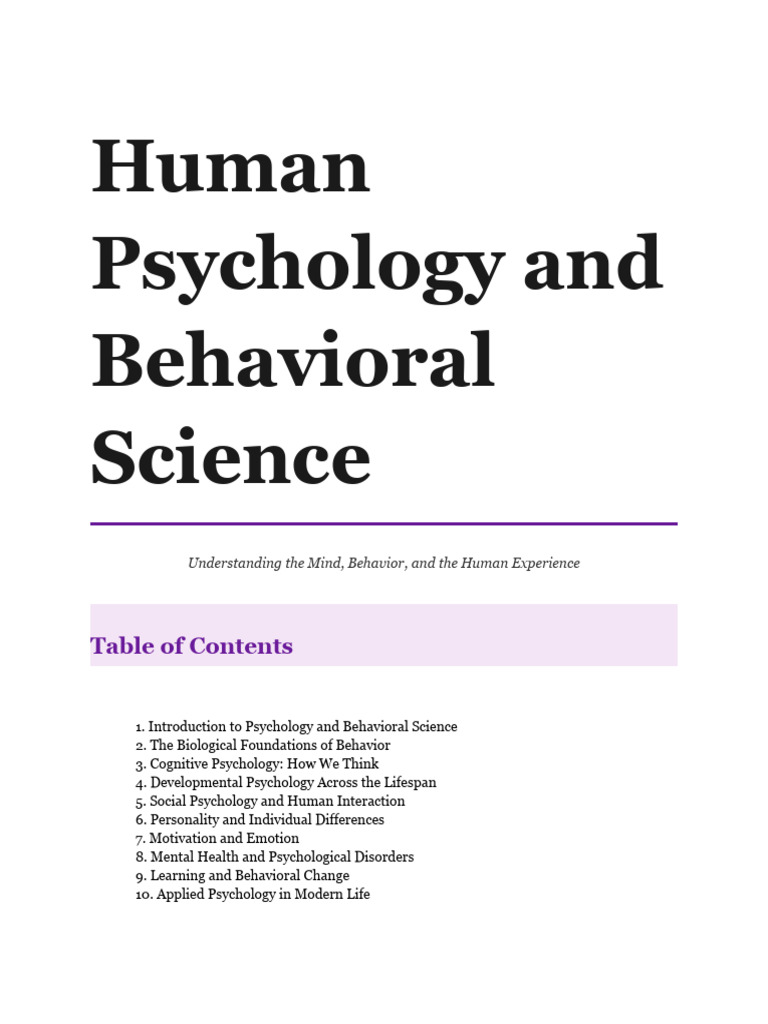 Human Psychology & Behavioral Science Insights | PDF | Nervous System ...