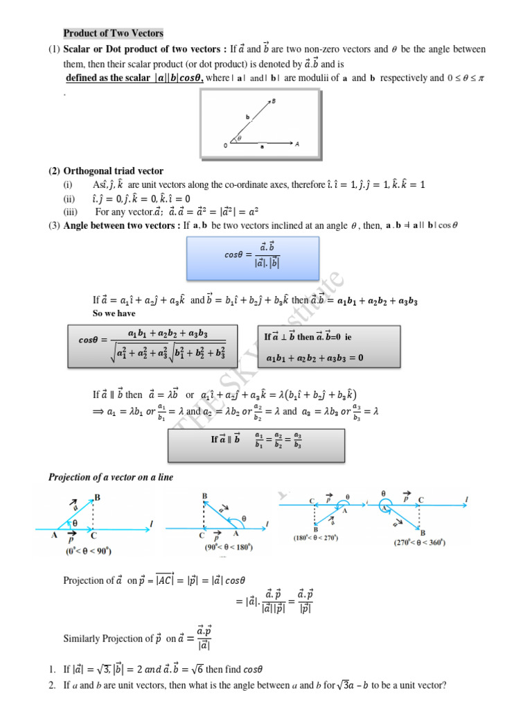 Vector Question Dot Product | PDF | Euclidean Vector | Classical Geometry