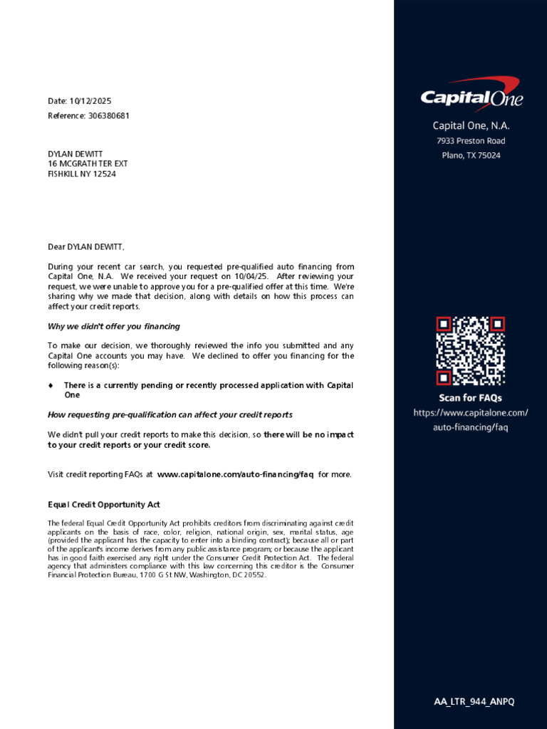 Adverse Action Letter | PDF