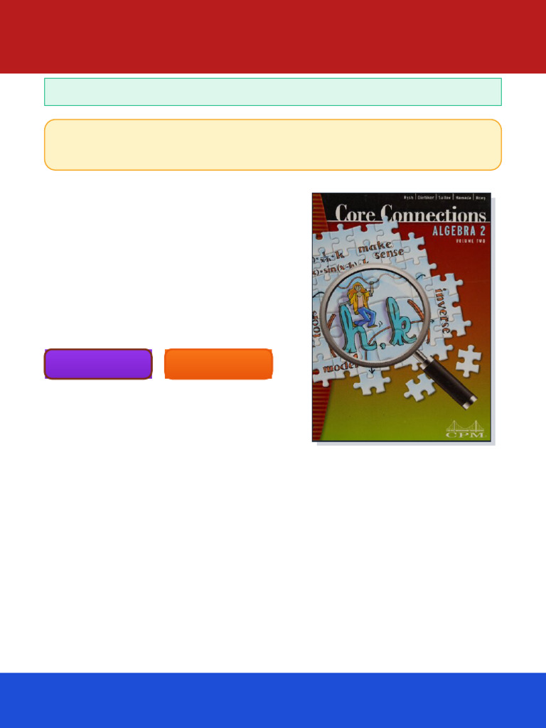Core Connections Algebra 2 2nd Edition Judy Kysh ebook instructor ...