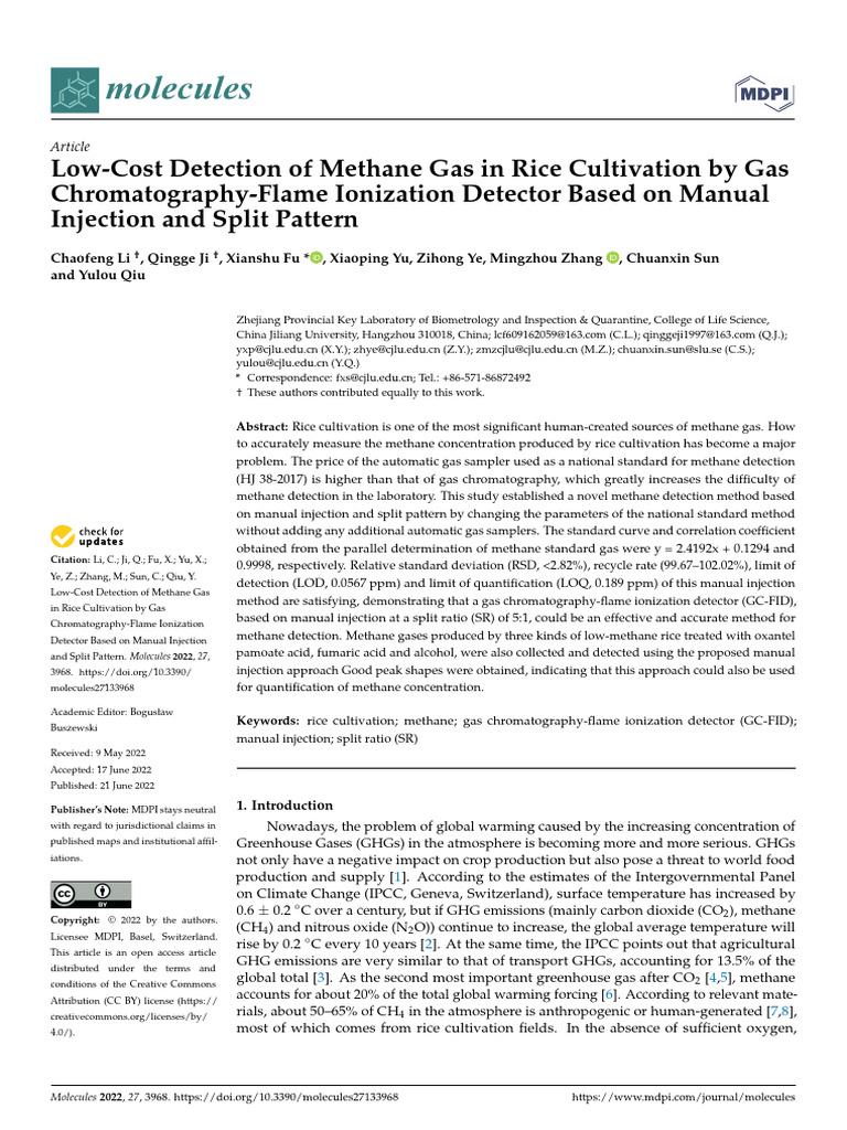 Low-Cost Methane Detection in Rice | PDF | Laboratories | Laboratory ...