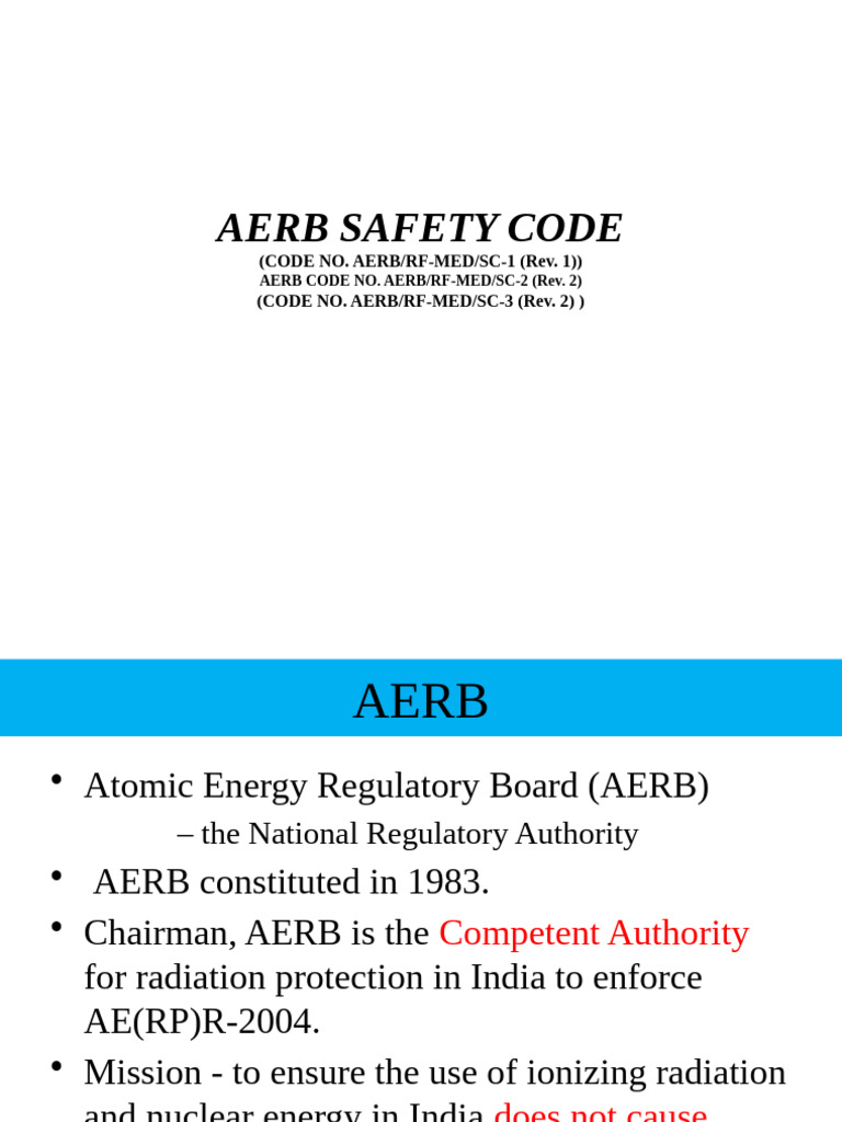 AERB Radiation Safety Code Overview | PDF | Ionizing Radiation ...