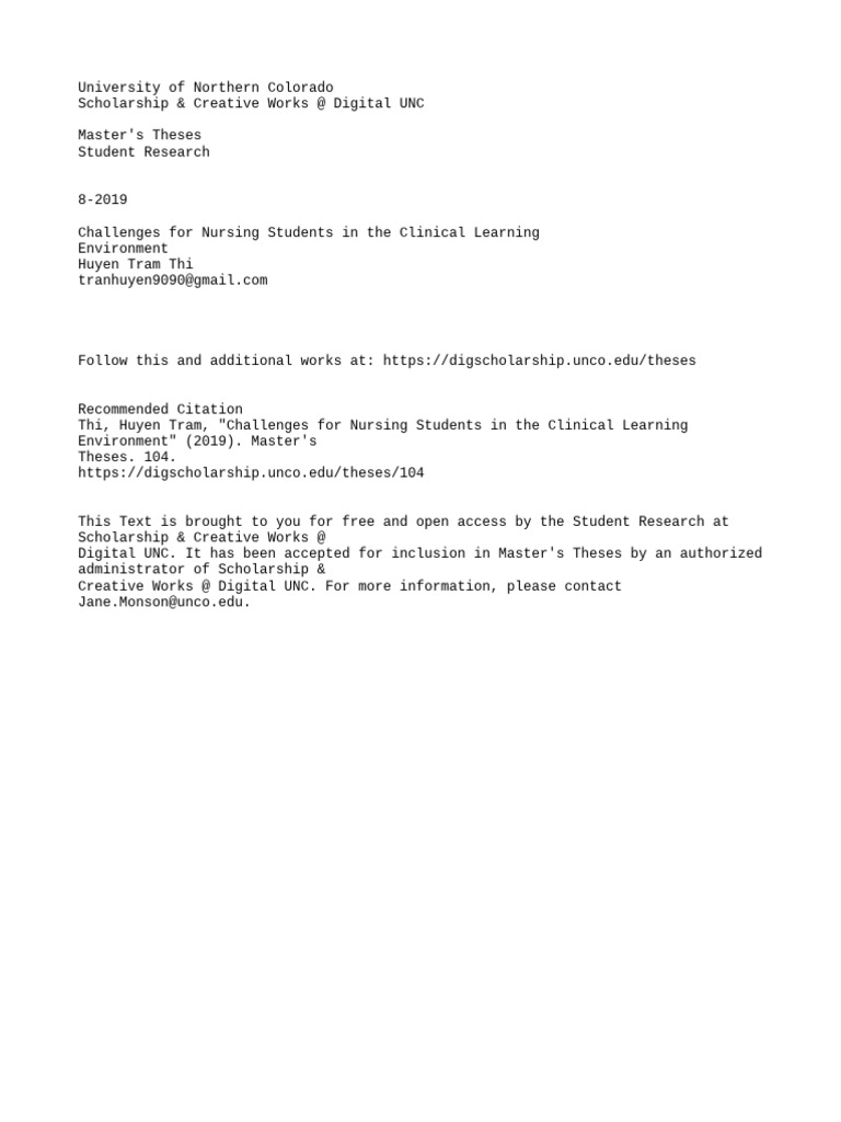 Challenges For Nursing Students in The Clinical Learning Environm | PDF ...