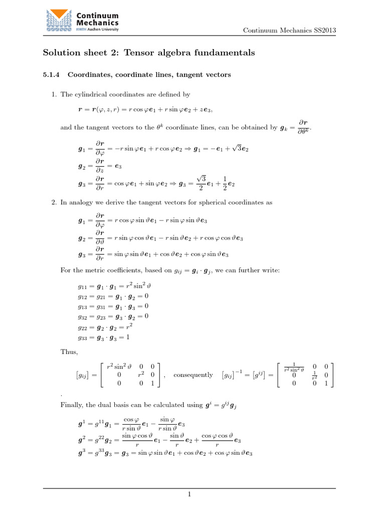 PS2 SS2013 Solution | PDF | Tensor | Mathematical Analysis