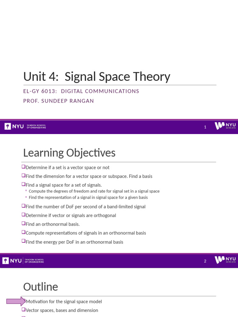 Signal Space Theory in Digital Communications | PDF | Basis (Linear ...