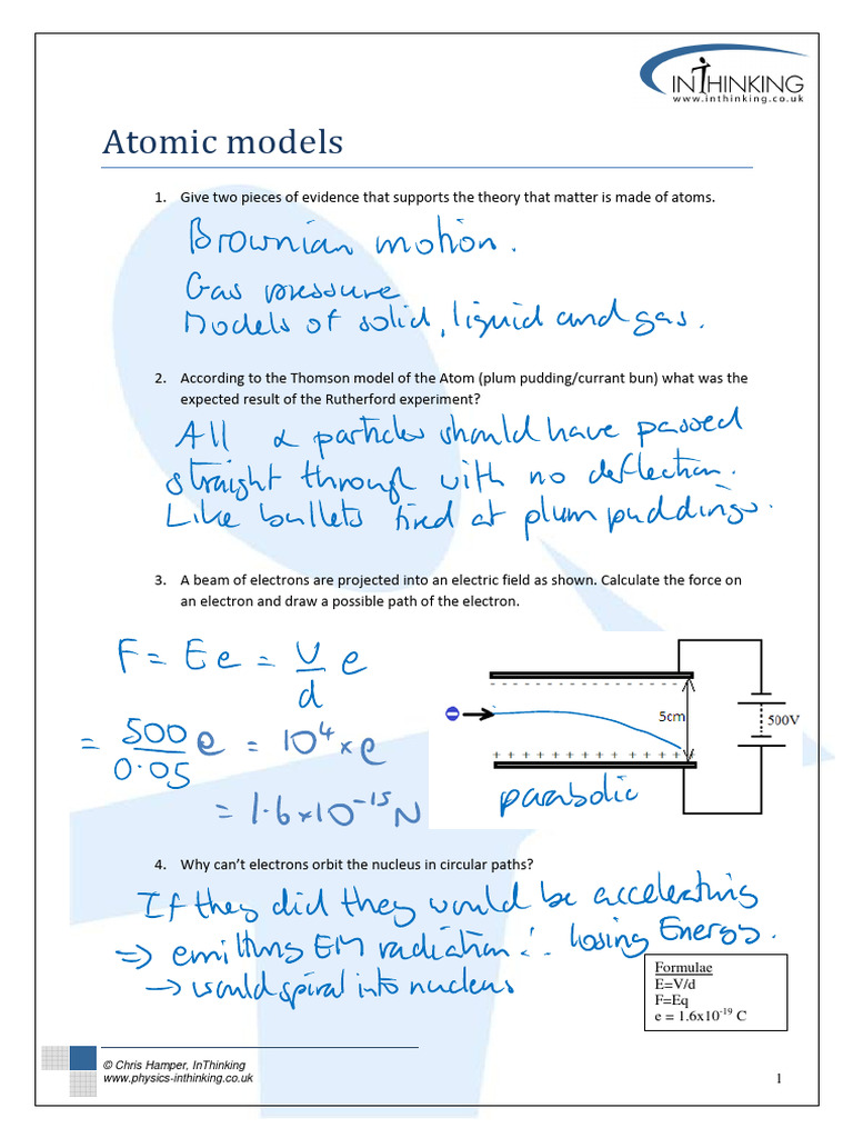 Atomic Models and Evidence in Physics | PDF