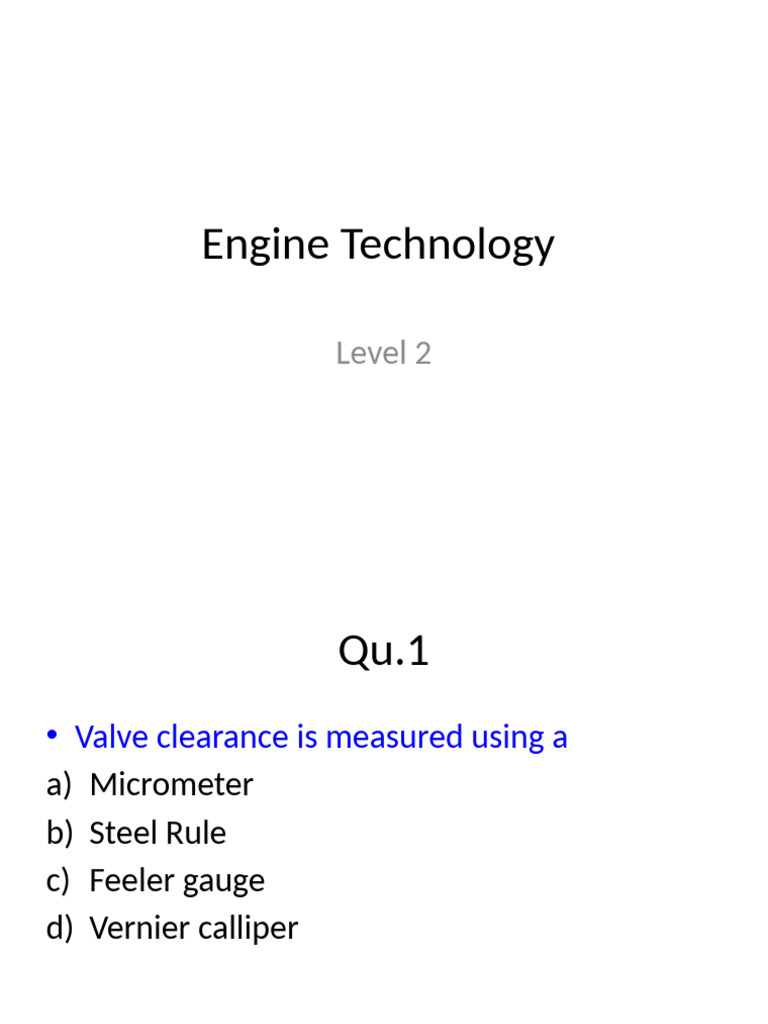 Engine Technology Quiz Questions | PDF | Internal Combustion Engine ...