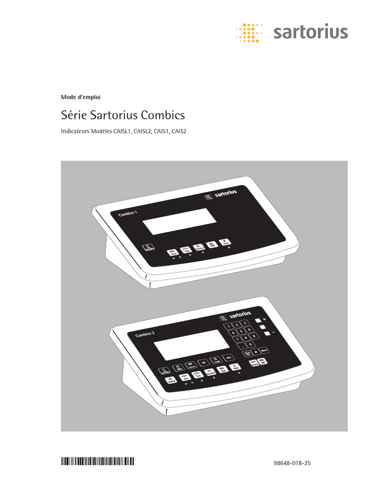 Mode d'emploi Indicateurs Combics Sartorius | PDF | Prise électrique ...