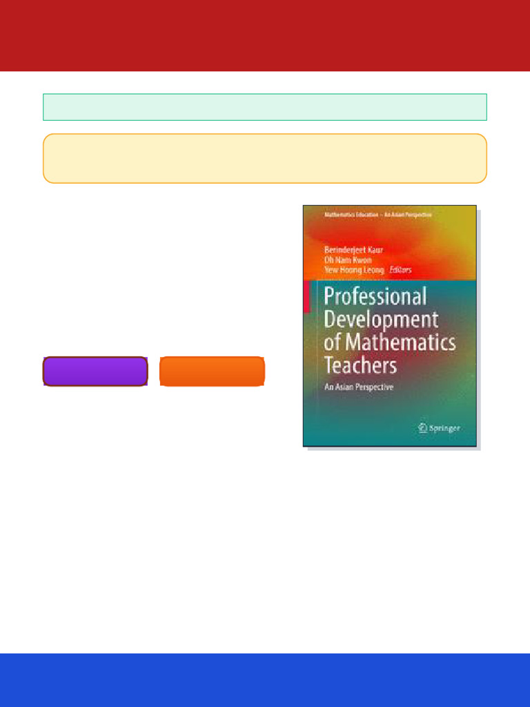 Professional Development of Mathematics Teachers An Asian Perspective ...