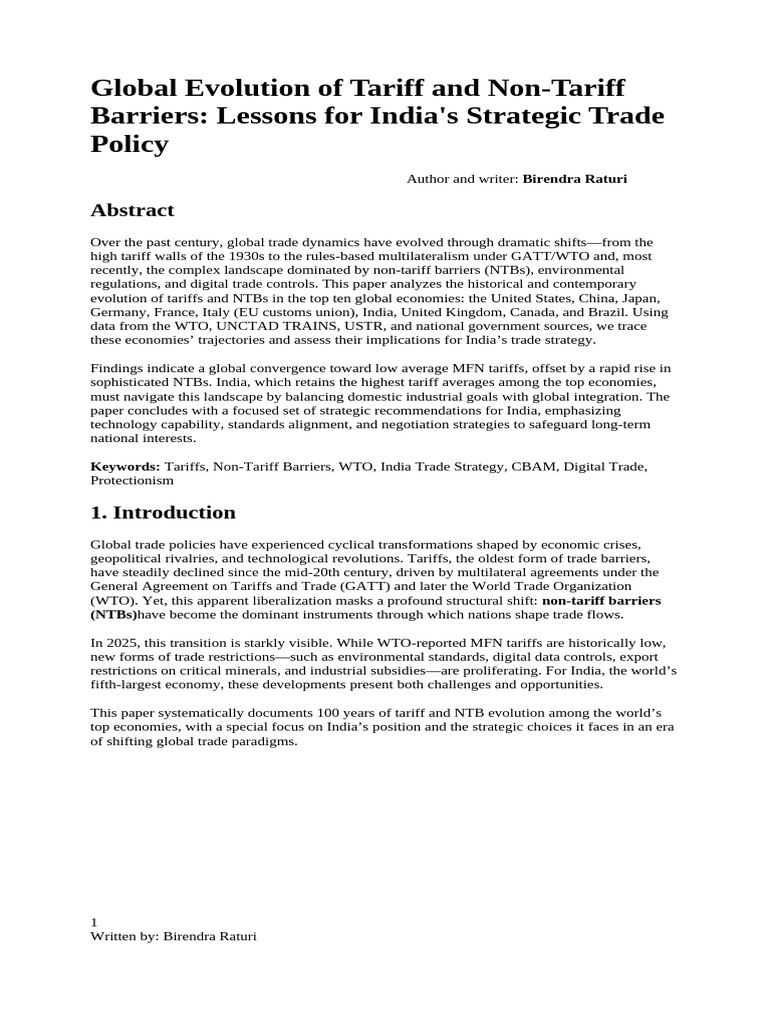 India's Trade Strategy: Tariffs & NTBs Analysis | PDF | Non Tariff ...