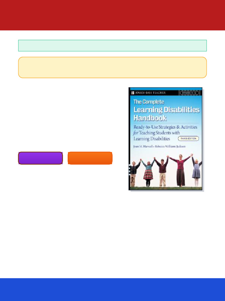 The Complete Learning Disabilities Handbook Ready To Use Strategies and ...