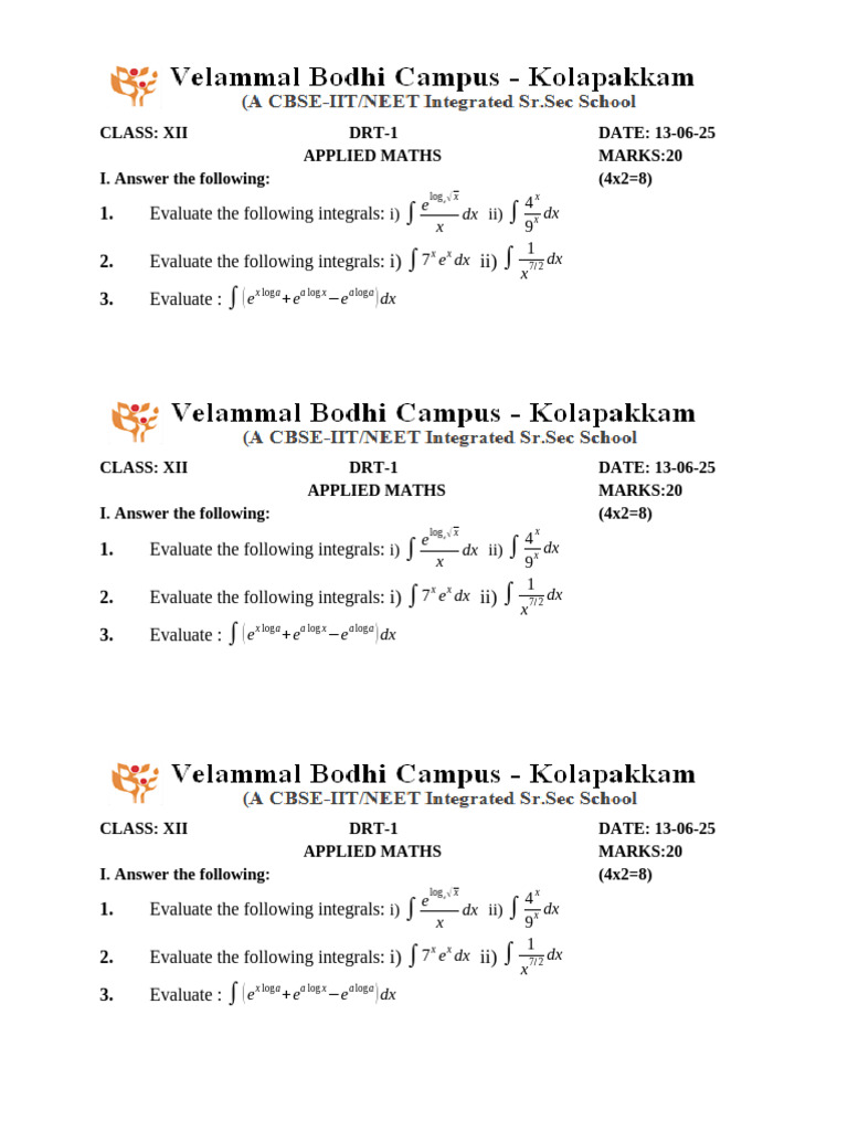 Applied Maths Integrals Exam Questions | PDF | Chess Theory | Chess