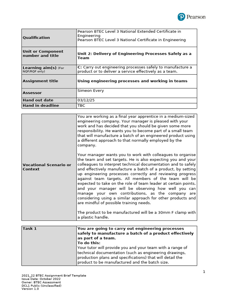 Team-Based Engineering Process Assignment | PDF