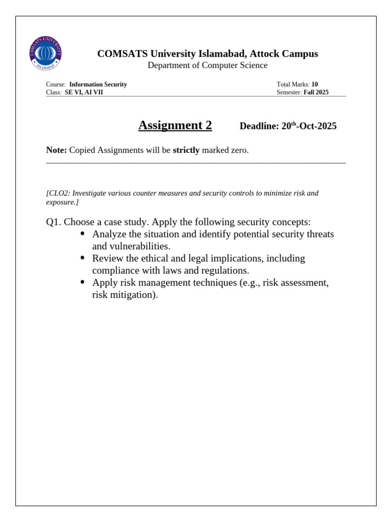Information Security Assignment Guidelines | PDF