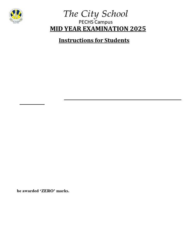 Instructions For Students MYE 2025 | PDF