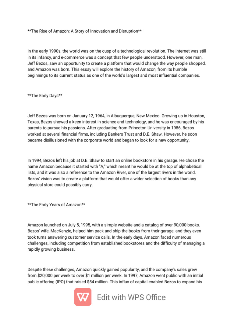 Amazon's Journey: Innovation & Growth | PDF | Amazon Web Services ...