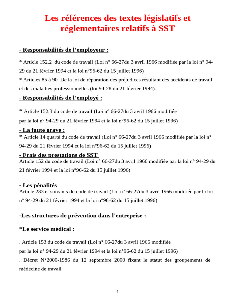 Références législatives en SST et responsabilités | PDF | Transport