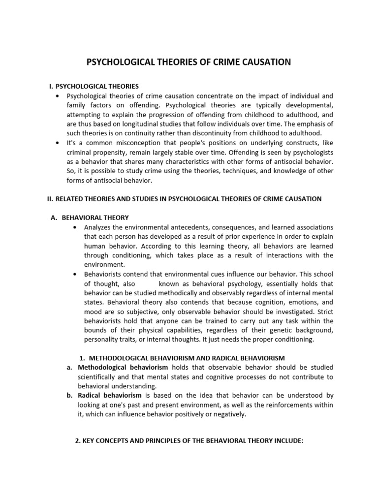 Psychological Theories of Crime Causation | PDF | Attachment Theory ...