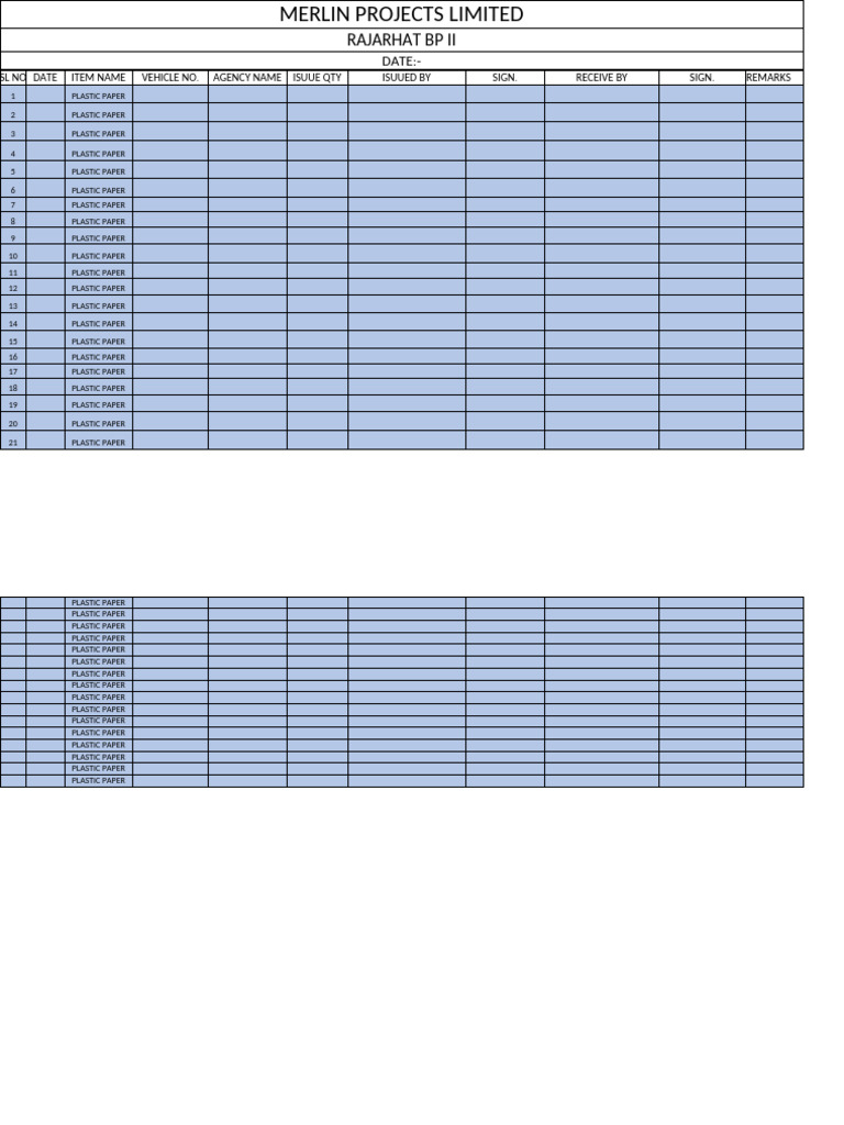Plastic Paper Inventory Log | PDF