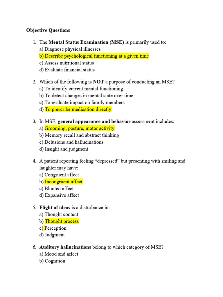 Understanding Mental Status Examination | PDF
