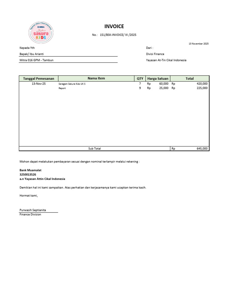 Invoice GPM Tambun 13 11 | PDF