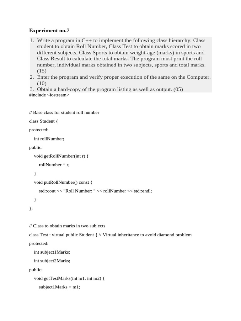 C++ Class Hierarchy for Student Results | PDF | C++ | Computing