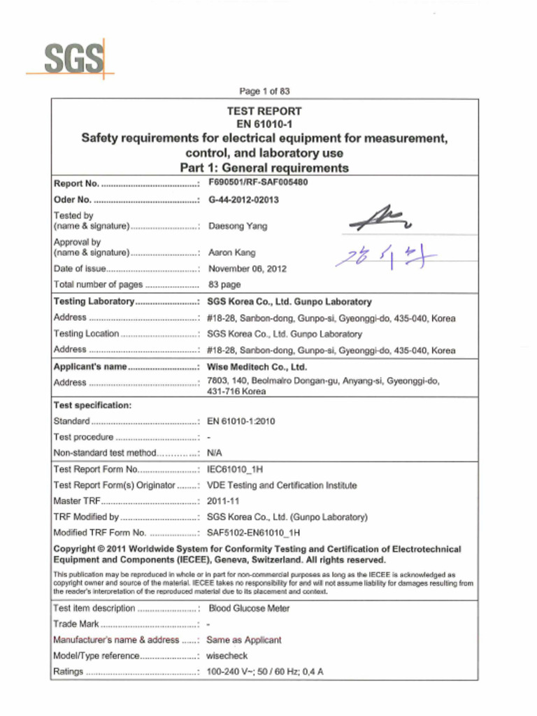 Sample - 08 - 02 Safety Test Report | PDF | Mains Electricity ...