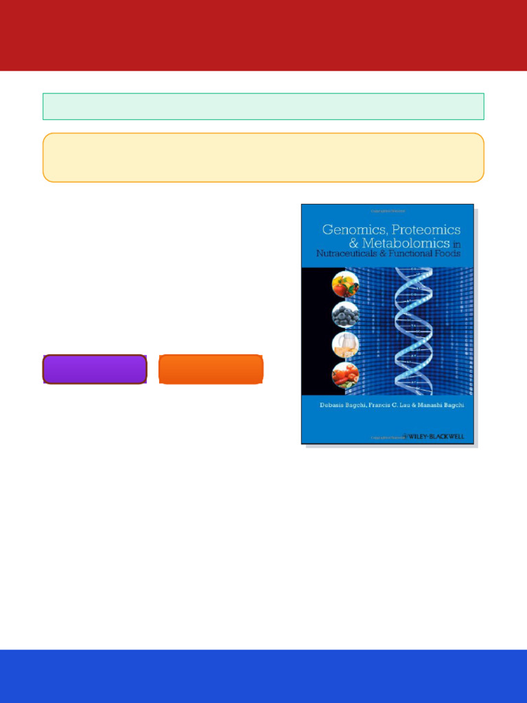 Genomics Proteomics and Metabolomics in Nutraceuticals and Functional ...