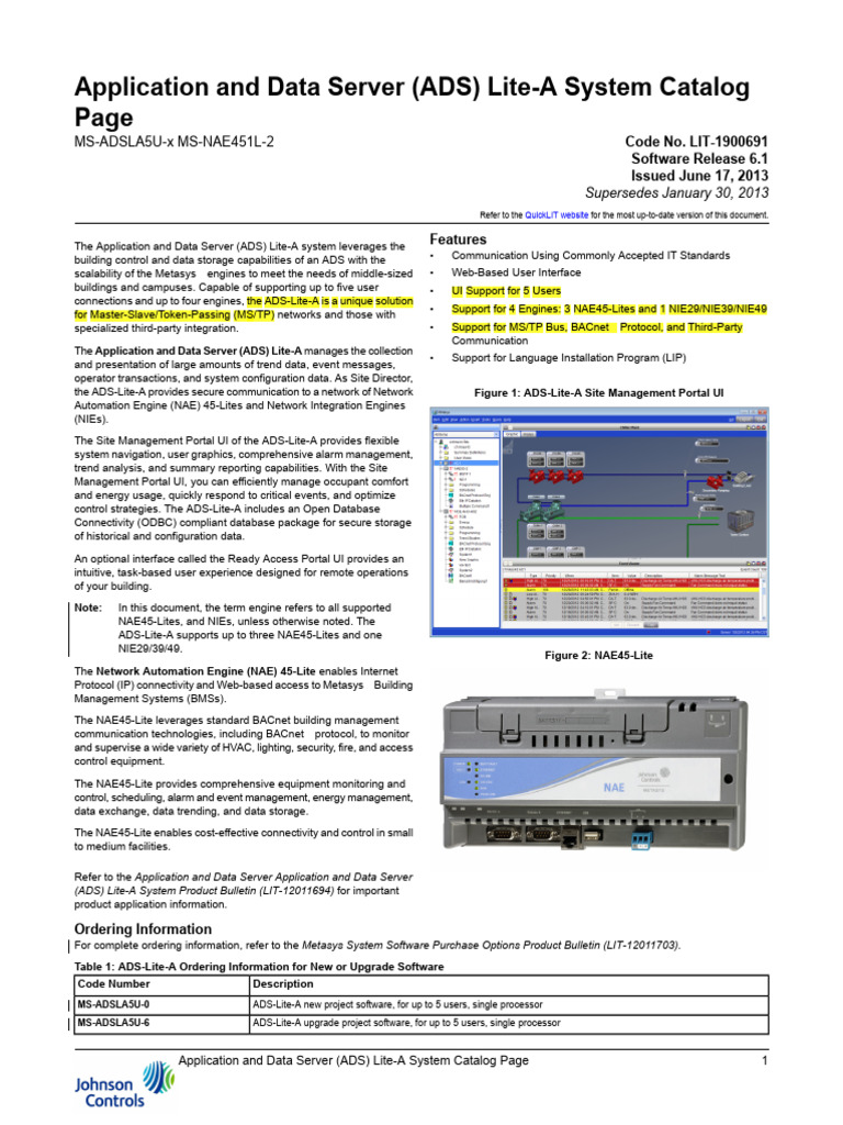 Application and Data Server (ADS) Lite-A System Catalog Page 6.1 | PDF ...