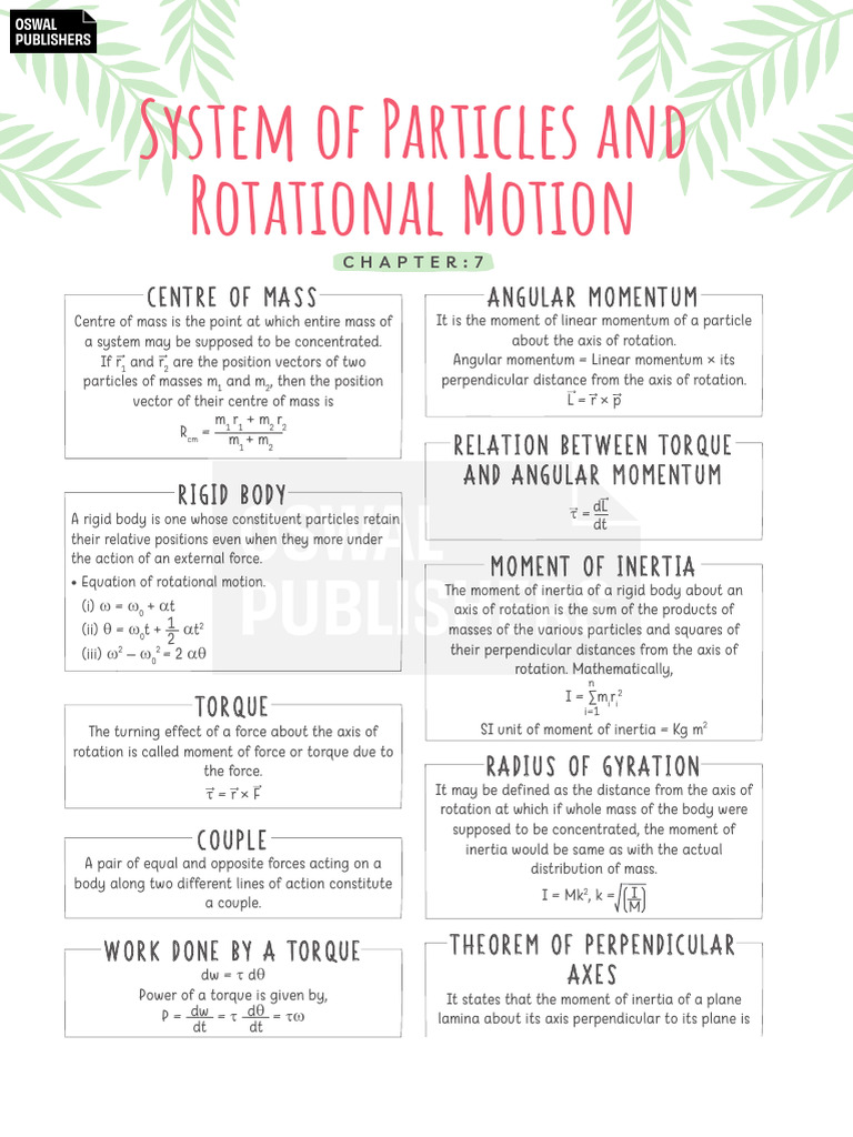 System of Particles & Rotational Motion | PDF | Rotation Around A Fixed ...