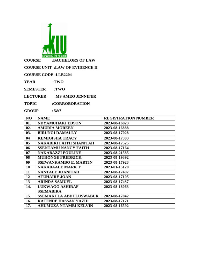 Corroboration Final Pdf Aiding And Abetting Perjury