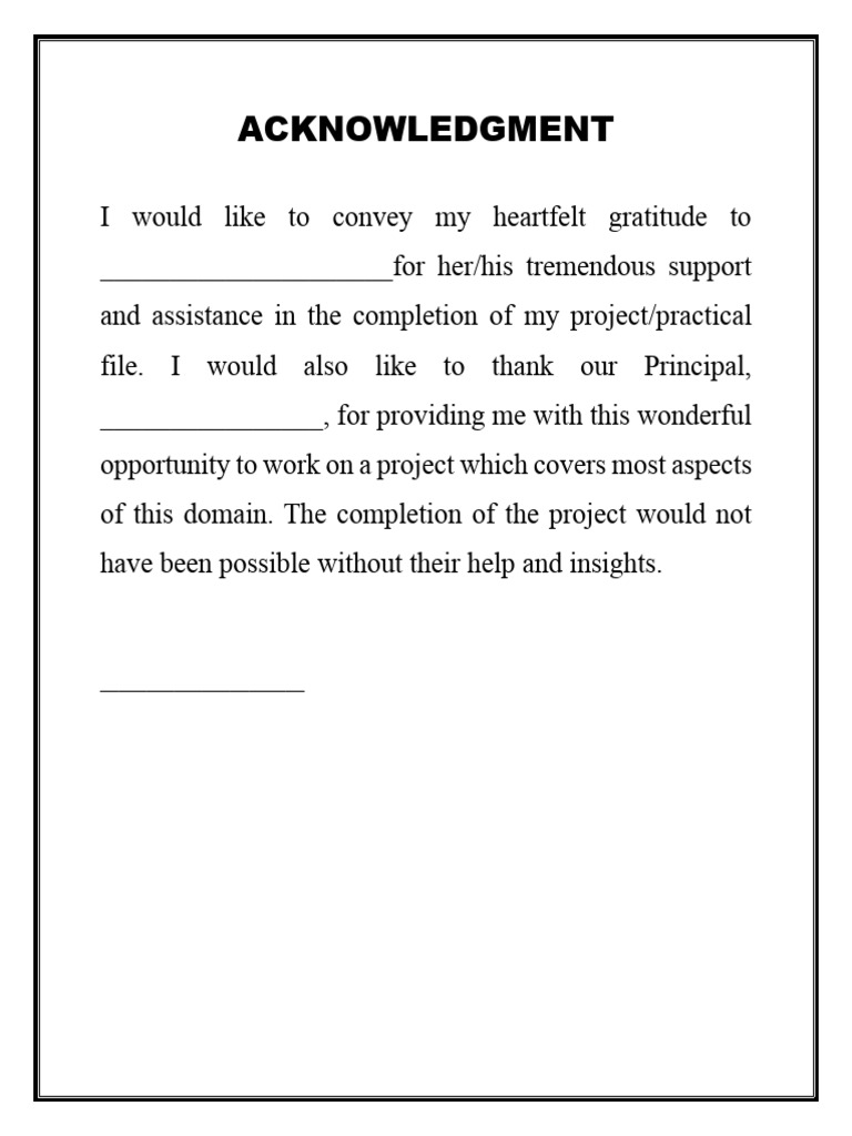 Acknowledgment for Project Support | PDF