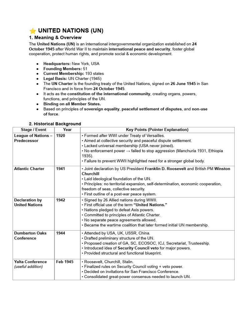 Overview of the United Nations (UN) | PDF | United Nations Security ...