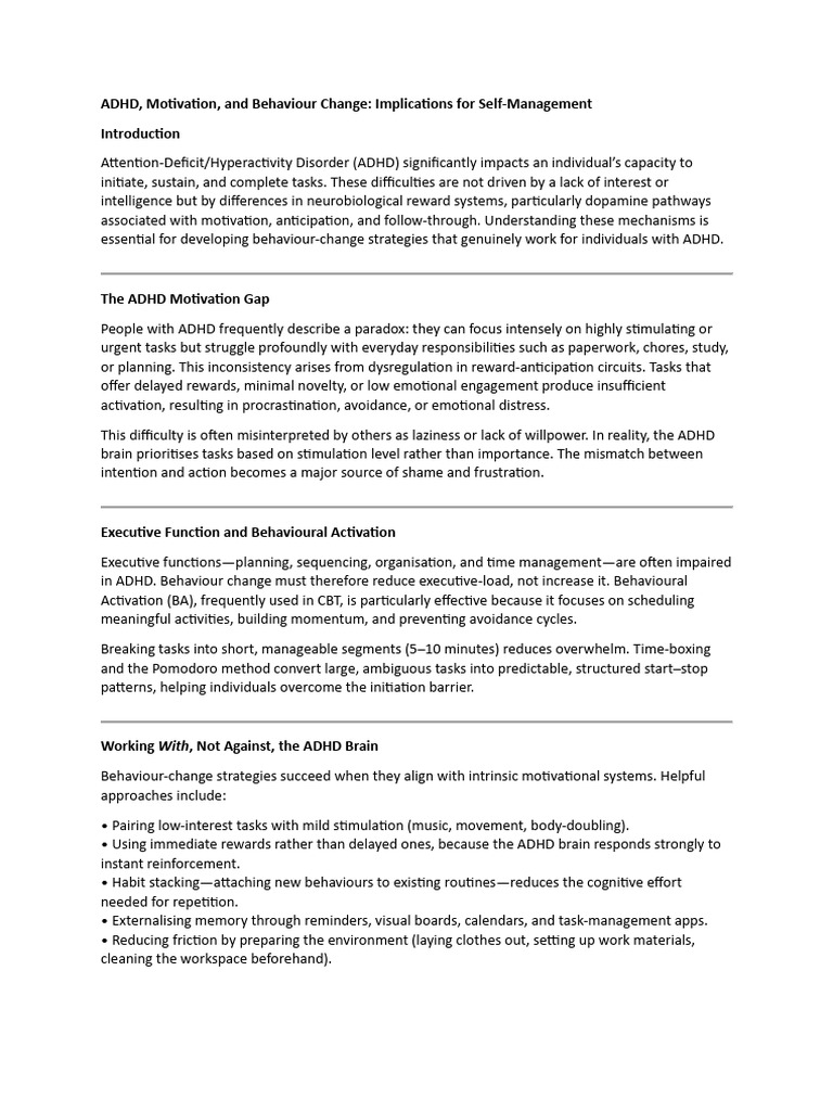 ADHD Self-Management Strategies | PDF | Attention Deficit Hyperactivity ...